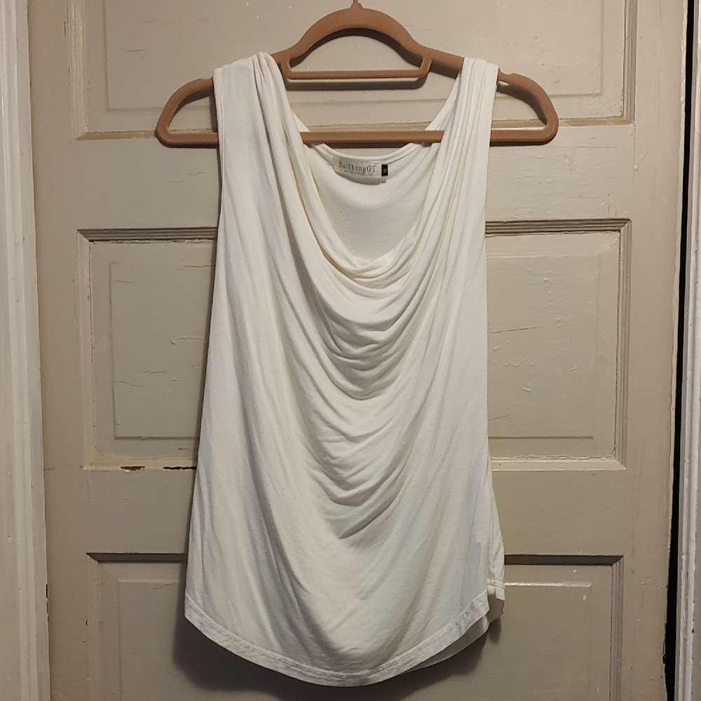 Elegant White Draped Tank Top